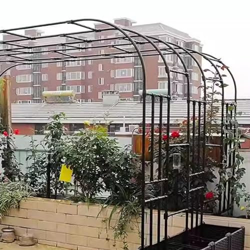 Tonnelle de jardin en métal de 2,4 m, treillis demi-latéral, arche de mariage, grande arche de jardin pour plantes grimpantes, pergola en treillis demi-arc en métal - Noir extérieur (150 x 240 x 40 cm