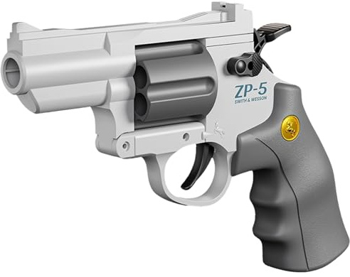 E-THOL Pistola de juguete tipo revólver para niños | Lanzador de fundas suaves | Rotación de 6 disparos | Extracto de funda con un botón | Incluye munición de cabeza suave | Edad 3+ | Seguro y