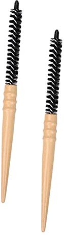 CLISPEED 2pcs Curling Hairbrush Set with Nylon Bristles and Wooden Handles, Small Rolling Styling Comb for Curly Hair, Volumizing Blow Dry Hairbrushes for Women at Home or Salon Use