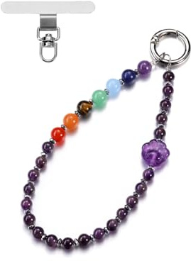 JSDDE Dragonne Téléphone Portable en Pierre Naturelles pour Femmes Hommes Universel Cordon Court pour Tous les Types de Téléphones Bracelet Sangle de Suspension Decoratif Sac Porte Clés Portefeuille