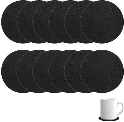 Untersetzer Gläser Filz Untersetzer Rund 12er Set 10cm Bierdeckel Glasuntersetzer Waschbar Hitzebeständig für Getränke, Zuhause Restaurant Büro und Bar
