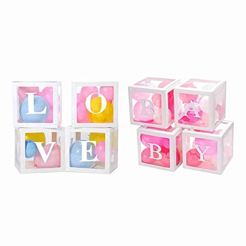 EMUKOEP Ballongboxdekorationer,Klara Babyshowerdekorationer Blockboxar för Födelsedagsfest Förslag Bekännelse Förlovning Hem