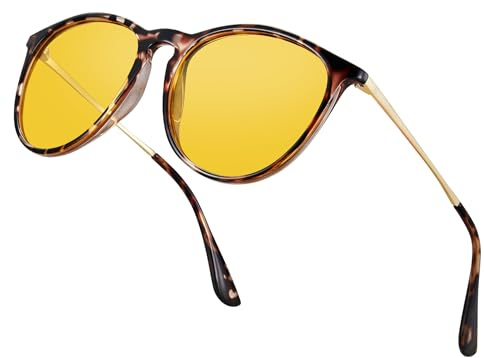 BIRCEN Womens Night Vision Glasses: TR90 Anti-Glare Night Driving Glasses Reduce Eye Strain for Women Driver Rain Snow Fog
