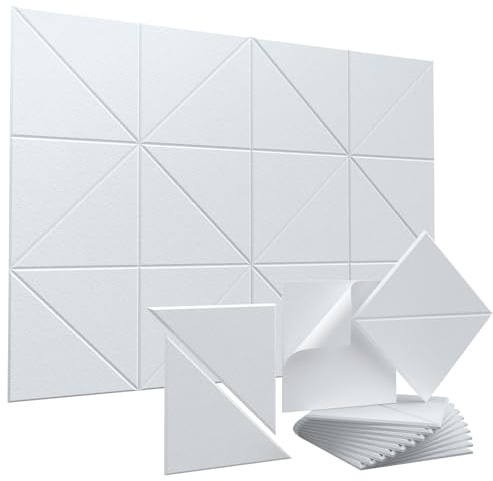 Vieshful Sound Proofing Panels, Self Adhesive Acoustic Panels 20 Pack | High-Density Sound Proof Panels, Felt Acoustic Wall Panels for Echo & Noise Reduction, Home Office Decor White