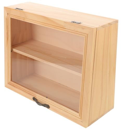 PAMINGONO Legno Contenitore per Pane Finestra Beige Contenitore per Conservazione del Tè Struttura Strati per Accessori da Cucina e Ufficio Robusta Scatola per Pane e Tè
