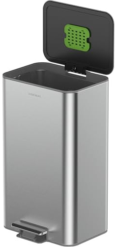 EverGrove Recycling Edelstahl-Mülleimer mit Fußpedal | Treteimer‑Pedal, Soft‑Close Deckel, herausnehmbarer Inneneimer und Mülltrennungssystem