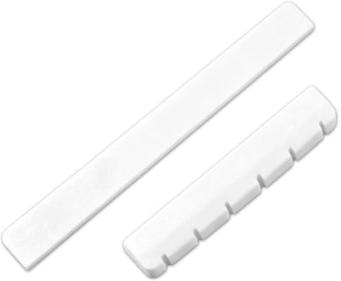 QEXUJOW Ersatzteile für Akustikgitarren,2-teiliges Set aus Knochen-Ersatzteilen für 6-saitige Gitarren, passend für klassische Gitarren und Folk-Gitarren, inklusive Knochensattel und -steg