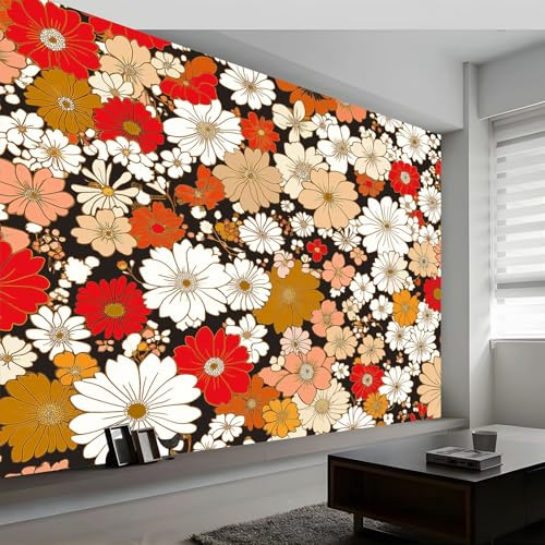 Papel Pintado Fotomural 200 x 140 cm Estilo Japonés Floral Elegante Tejido no Tejido Fotomural 3D | Mural de Pared Papel Pintado Decoración Salón Dormitorio, Color
