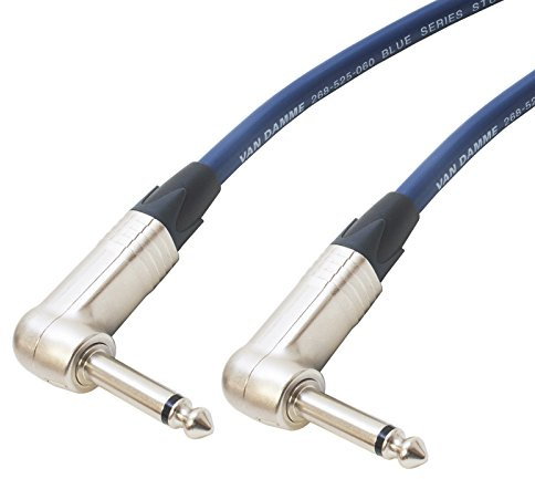 Angled Jack to Jack Speaker Lead 2x2.5mm. Blue Studio Van Damme Cable. Guitar Amp Cab (10m)
