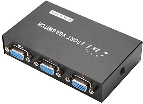 ASHATA VGA Splitter Verteiler, 2 Port 2 in 1 Out VGA Switcher Splitter Datensynchronisation VGA VGA Verteiler,Unterstützt VGA- XVGA- SVGA- UXGA-Display für PC Computer
