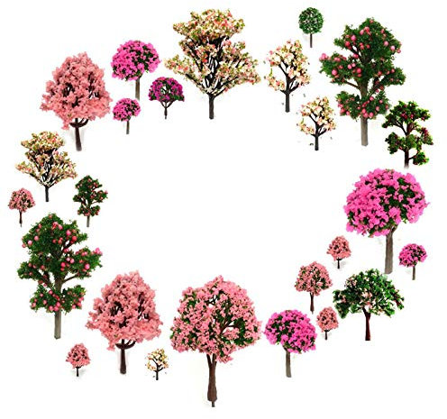 29 árboles de modelo mixto, 1.5-4.8 pulgadas (4-12 cm), árboles frutales, árboles de escamas Ho, paisaje de tren modelo, árboles de arquitectura, árboles de flores sin bases