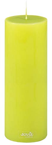 Sovie CANDLES Stumpenkerzen in KIWI Ø 7 cm x H 20 cm, 6 Stück, ca. 104 Std Brenndauer pro Kerze, duftfrei, hochwertige Paraffin Qualitätskerzen, Flachkopf