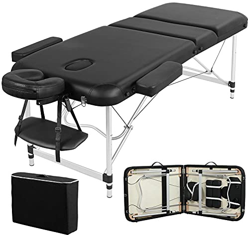 Yaheetech Table Massage Pliante 3 Sections 70cm - Noir