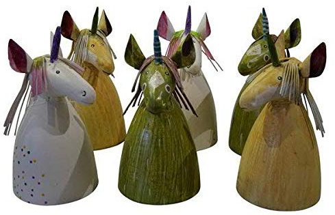 Klocke Dekorationsbedarf Hochwertige Zaunhocker im Sparset – Pfostenhocker/Zaunfigur Metall – Gartendekoration Zaungucker – Deko Tierfiguren/Gartenfiguren (Einhörner - 6er Set)