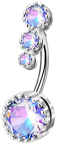 OUFER Nabelpiercing 316L Edelstahl Bauchnabelpiercing Belly Bars Clear CZ Navel Rings Bauchnabelpiercing Schmuck Bananabells
