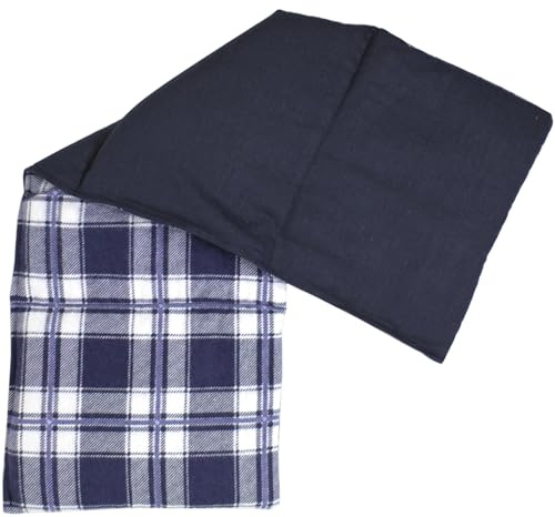 4-Kammer Körnerkissen 20x60cm groß - Flanell karo-blau - Wärmekissen Weizen