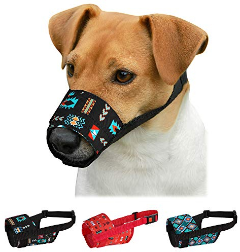 CollarDirect Maulkorb für Hunde – Verstellbarer, weicher, atmungsaktiver Tribal-Nylon-Mundschutz für kleine, mittlere und große Hunde, Anti-Kauen, Bellen S