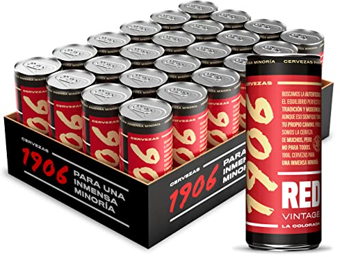 1906 Red Vintage - Cerveza Lager Extra, Pack de 24 Latas x 33 cl, Sabor Intenso y Equilibrado, Galardonada Internacionalmente, 8% Volumen de Alcohol