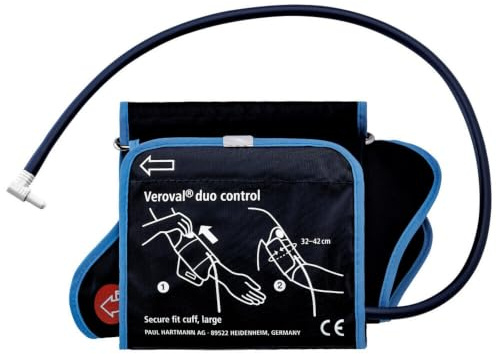 VEROVAL Duo-kontroll, arm för blodtrycksmätare, ersättningsarmband för blodtrycksmätare, ergonomisk design och pull-system, enkel och säker applikation, stor storlek (32–42 cm)