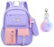 Zaino Scuola Elementare Bimbo Zainetto Scolastico In Tela Borsa Viaggio Grande Capacità Satchel per Scuola Sport All'aperto Idea Regalo Compleanno Ragazzo Ragazza In Età Scolare(Viola)