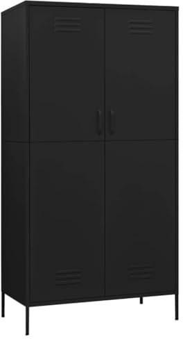vidaXL Kleiderschrank Garderobenschrank Dielenschrank Schlafzimmerschrank Stahlschrank Lagerschrank Mehrzweckschrank Schrank Schwarz 90x50x180cm Stahl