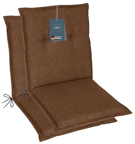 LILENO HOME Gartenstuhl Auflagen als [2er Set - Niedriglehner] in Braun | bequeme Liegen als Sitzauflagen für Gartenmöbel - Stuhlkissen für Gartenstühle und Klappstühle
