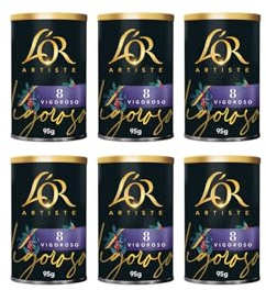 L’OR Artiste Vigoroso Instant Coffee 95g Intensity 8 (Pack of 6 Tins, Total of 570g)