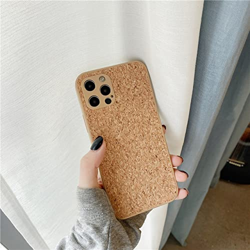 JWXNO Coque de téléphone en sciure de Bois Simple pour iPhone 13 11 12 Pro Max X XR XS 6S 7 8 Plus SE2020 Housse en liège Respirant, A, pour iPhone 11 Pro
