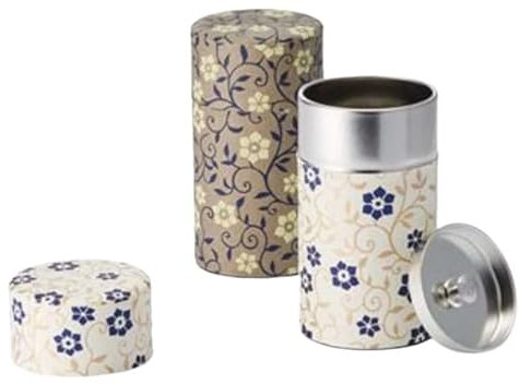 Cha Cult teemando® Dose Aimi, 90 g Weißblech, rund, mit Aromaverschluss veredelt mit Japanpapier (Washi) 2-fach sortiert, H 12,5 cm, Ø 6,5 cm