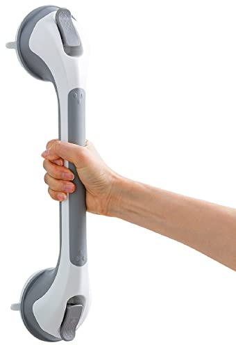 TAILI Poignée Ventouse pour Salle de Bain, 43 CM Barres d'appui de Douche Forte Prise pour Handicapés, Seniors, Blessés, Support jusqu'à 109 KG sans Perçage et Amovible, Sécurité Poignée Douche - Gris