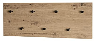 HAKU Wandgarderobe Eiche hell, schwarz, MDF, Metall - Maße: B 80 x H 30 x T 5 cm, Style: Modern
