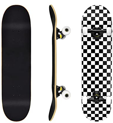 Facynde Vierrad-Skateboard, 78,7 cm, Ahornholz, 7-lagig, komplettes Skateboard, tragbares Doppel-Kick-Deck, einzigartiges Design, Skateboards für Anfänger, Kinder, Jungen, Mädchen, Teenager und