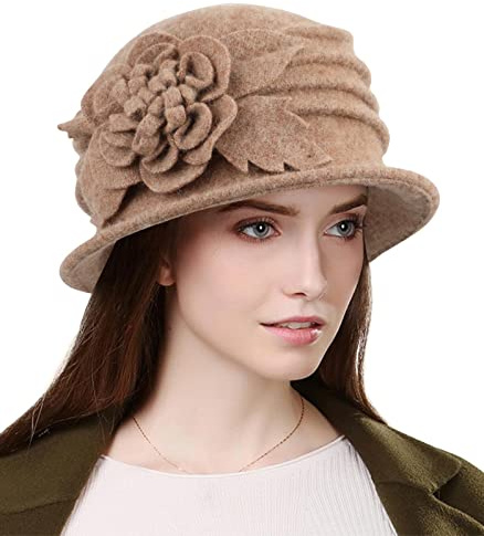 Wantonfy Damen Fischerhüte Wintermütze Warme Baret Hut Französischer Stil