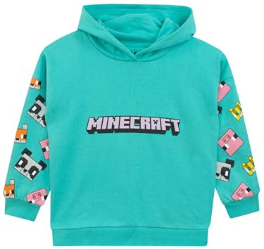Minecraft Sweat à Capuche pour Les Filles, Sweat à Capuche pour Les Filles passionnées de Jeux, Pull pour Les Gamers, Bleu | 6-7 Ans