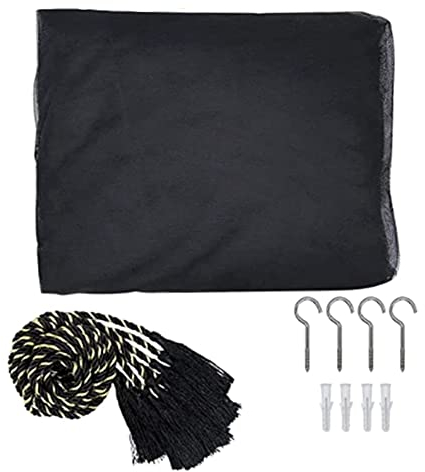 ELGE Betthimmel mit 4 Ecken, Moskitonetz, schwarz, Baldachin, Bettvorhänge, hängend, Bettvorhang für die meisten Bettgrößen für 190 x 210 x 240 cm