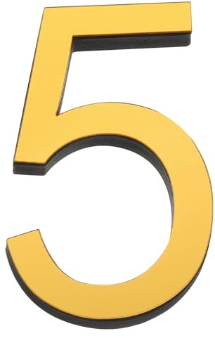 MECCANIXITY 3 inch 5 House Mailbox Number Stickers 3D Street Address Number Self Adhesive Decal Number for Home Office Apartment, Gold