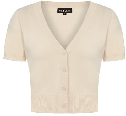 MINTLIMIT Summer Cardigan for Women Vintage 50s Bolero Shrug Cropped Length Bolero (Beige L)
