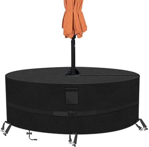 Kovshuiwe Round Patio Table Cover with Umbrella Hole - 70 Dia x 23.6 H Heavy Duty Waterproof 600D Oxford Fabric Outdoor Lawn Patio Furniture Covers (Cover Size，NOT Table Size)