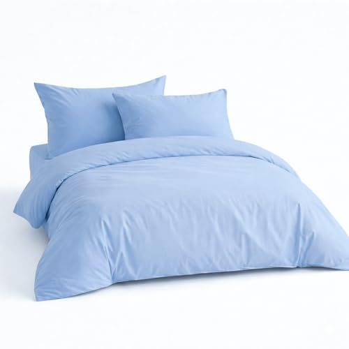 LivinEase Bettwäsche 135x200 Set - Mikrofaser Bettbezug 135x200 cm + 1 Kissenbezug 80x80 cm - Bettwäsche Spa-Blau