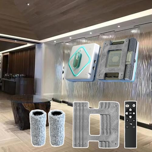 Robot Limpiacristales Automático 3000-5000Pa con Tanque de Agua de 60ml / 4 Paños de Limpieza, Control Remoto + Control App, Cepillo de Doble Rodillo + Trapeador, Limpieza Profunda
