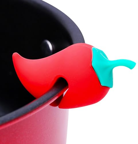 Silicone Pot Lid Lifter - Spill Stopper Lid Lifter - Pepper Shape Anti-Spill Stopper Tool Creative For Soup Pot, Outdoor Cooking, Home
