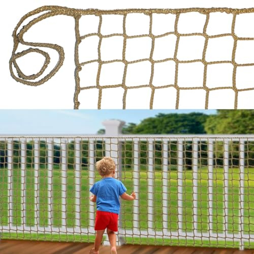 BERADNET Filet de Protection Enfant Filet Chat Balcon Filet de SéCurité en Polyester pour Escaliers Garde Corps Filet Corde Filet Anti Chute sans NœUds Universel Filet Protection Marron(1.5X3m)