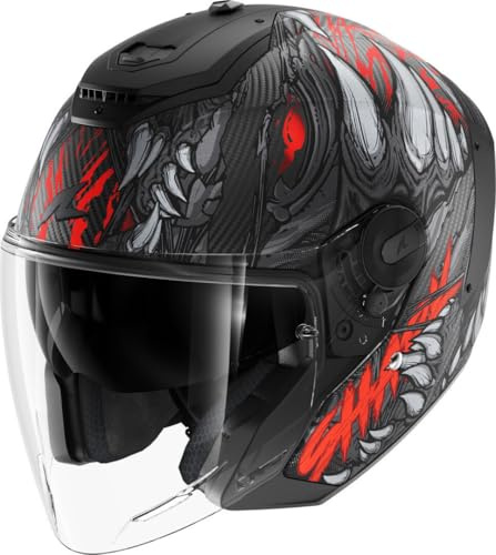 SHARK, Jet Motorradhelm RS JET CARBON SHAYTAN Black Red Anthracite KRA, XL