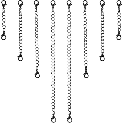 COGCHARGER 8 pz 4 stili Estensione Catena In Ferro Nero Estensione Della Catena Estensione Della Catena Della Collana Con Chiusura A Moschettone In Lega Per Forniture Per La Creazione Di Gioielli