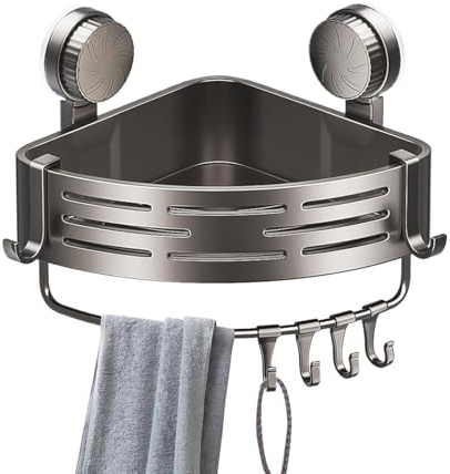 Dusch Eckablage,Dreieckiges Aufbewahrungsregal Mit Saugnapf,Wandmontierter Duschdreieck-Organizer,Eckregal Mit Saugnapf,Wandmontierter Duschorganisator,Abnehmbares Badezimmer-Eckregal Für Die Dusche
