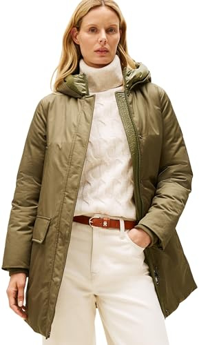Tommy Hilfiger Parka Femme Padded Nylon avec Capuche, Vert (Utility Olive), M