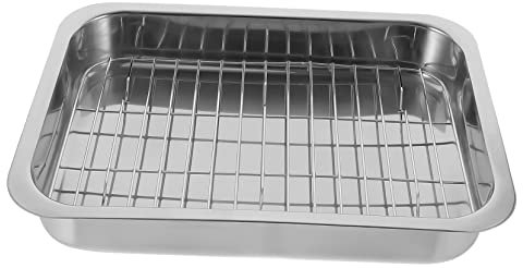 KOCKSHION Bandeja Para Hornear Con Rejilla De Acero Inoxidable Bandeja Para Horno Rectangular Para Hornear Multiusos Para Cocina Para Pizza o Galletas