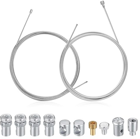 Universal Motorcycle Emergency Throttle Clutch Brake Cable Repair Kit, Road Bike Brake Shifter Cable, Bicycle Gear Cable Wire Kit Inner Replacement Set for Motorcycle Road Mountain Bike, silver