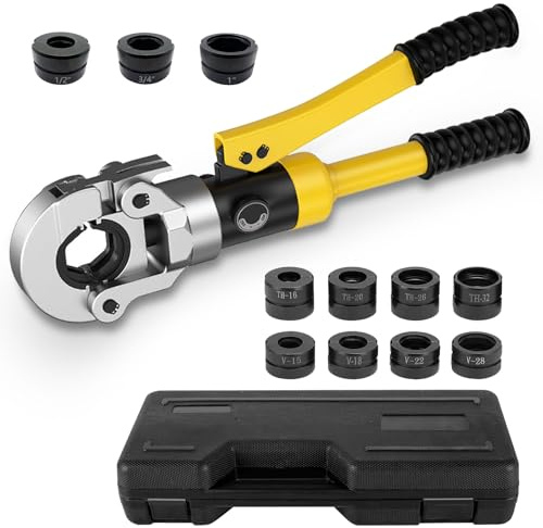 Plumbing Hydraulic Crimping Tools, Pro Press Copper Pipe Crimper Tool, Copper Tube Fittings Hydraulic Pipe Crimping Tool, With 11 Pairs of Dies