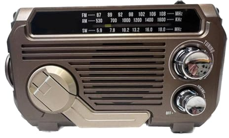 FVPKYUR 18x10x6,5cm Radio De Manivela, De Emergencia Portátil, Am/FM/SW Energía Solar, De Supervivencia, Sonido Fuerte con Carga De 3 Vías para Dispositivos Supervivencia